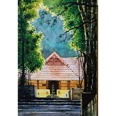 God's own country. Kerala Vibes (ART_8116_75652) - Handpainted Art Painting - 8in X 12in by Artist Santosh Chandrashekhar Loni. Please click here to buy this painting. https://www.fizdi.com/kerala-vibes-art_8116_75652-handpainted-art-painting-8in-x-12in/ #fizdiofficial #watercolor #paper #fineart #painting #artlover #instaart #handmadepainting #ganesha #hindugod #ganeshapainting #forsale #art #kerala #godsowncountry #keralatourism Kerala Scenery Drawing, Kerala Village Painting, Kerala Landscape Painting, Kerala Watercolor Paintings, Kerala Drawing, Kerala Painting, Kerala Vibes, Circular Canvas Painting, Kerala Art