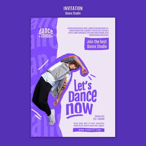 Free PSD dance class studio invitation t... | Free Psd #Freepik #freepsd #dance-class #performing-arts #art-template #art-class Dance Studio Poster, Dance Event Poster, Class Poster Design, Graphic Flyer, Dance Poster Design, Poster Dance, Mises En Page Design Graphique, Class Poster, Flyers Design