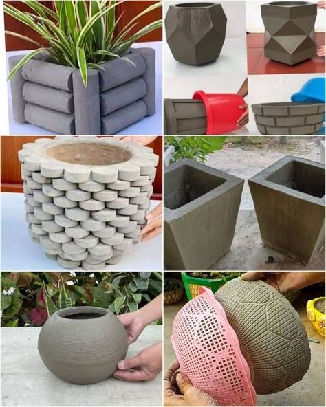 DIY Home Decoration & Garden Enthousiasts | Amazing DIY Cement Flower Pot Ideas 😍👌 | Facebook Flower Pot Ideas, Diy Cement, Cement Flower Pots, Concrete Diy Projects, Pot Ideas, Decoration Garden, Amazing Diy, Concrete Diy, Flower Pot