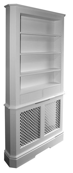 Radiator cover - love the shelves! Mini Split Cover Ideas, Bespoke Bookcase, Radiator Ideas, Radiator Shelf, Radiator Covers, Heater Cover, Built In Grill, Radiator Cover, Built In Bookcase