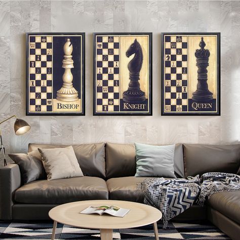 chess painting - Google Search Chess Painting, Westing Game, Chess Logo, 65 Birthday, Bar Lounge Room, Woodburning Art, Knight Chess, Wedding Game, Living Room Poster