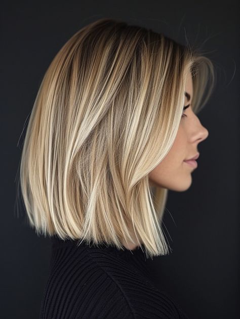 Short To Shoulder Length Hair, Single Length Haircut, Lob Haircut Thick Hair, Shoulder Length Bob, Long Bob Haircuts, Lob Hairstyle, Lob Haircut, Blonde Hair Inspiration, Long Bob Hairstyles