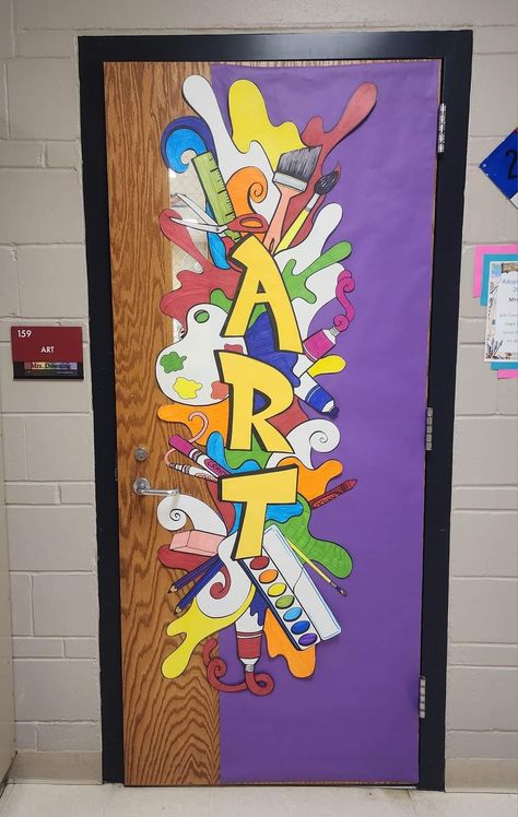 Art Classroom Door Ideas, Art Class Decorations, Art Classroom Door, Art Classroom Organization, Art Room Doors, Elementary Art Classroom, Art Room Posters, Art Teacher Resources, Elementary Art Rooms