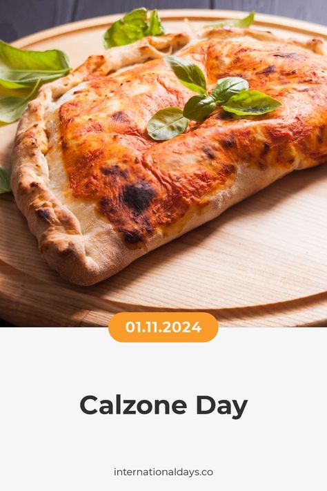 Celebrate Calzone Day with a delicious folded pizza from Naples, Italy, invented in the 1700s and known as "trouser" in Italian! Folded Pizza, November 1st, Naples Italy, November 1, International Day, Taste Buds, Naples, Pizza, Italy