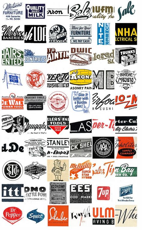 Some great snapshots from the past of logotypes at work Plumbing Logo Design, Ace Logo, Typography Logo Inspiration, Food Logo Design Inspiration, Retro Logo Design, Business Fonts, Automotive Artwork, Retro Logos, Logo Set