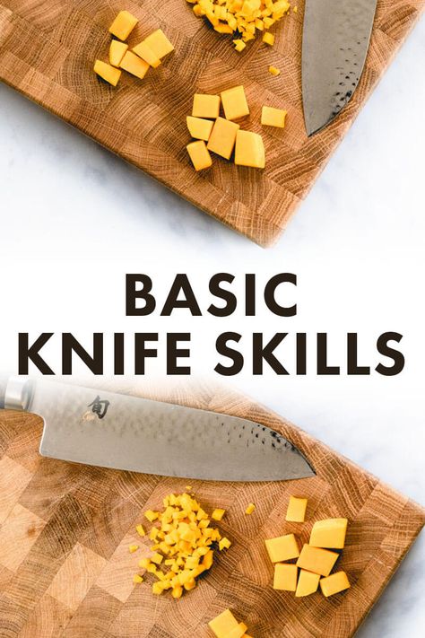 Want to hone your basic knife skills? This video tutorial shows you how to hold a knife, choose the best chef knife, and cut 18 fruits and vegetables! #knifeskills #cut #howto #diy #dice #mince #bestknife #chefknife Knife Skills Tutorials, Culinary Basics, Basic Knife, A Couple Cooks, Best Chefs Knife, Cooking Oatmeal, Knife Skills, Culinary Techniques, Knife Skill