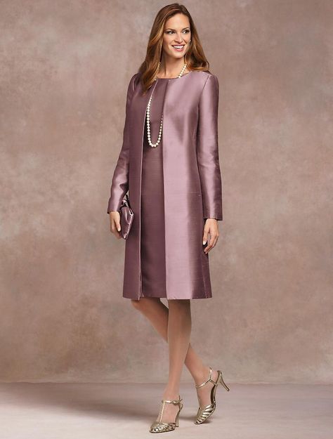 Mother Of The Bride Fashion, Mother Of Bride Outfits, Knee Length Coat, Women Dresses Classy, Mother Of The Bride Outfit, Groom Dresses, Dress And Jacket, Mauve Dress, Mother Of The Bride Dresses