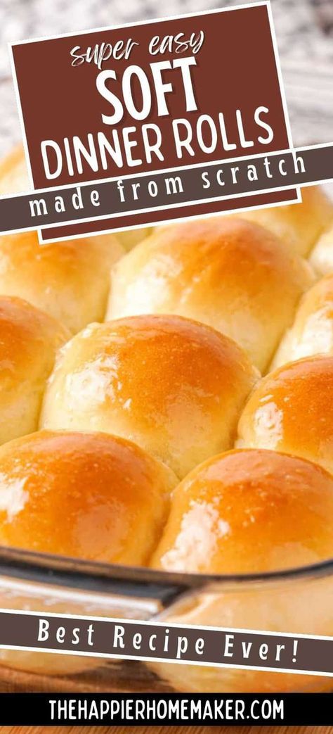 Soft dinner rolls are easier than you think to make from scratch! These simple bread rolls take only 7 basic ingredients and a little bit of patience and are perfect for everything from holiday meals to busy weeknights. Easy Homemade Dinner Rolls, Easy Homemade Dinner, Best Dinner Roll Recipe, Best Dinner Rolls, Buttery Dinner Rolls, Soft Dinner Rolls, Fluffy Dinner Rolls, Fluffy Light, Best Dinner