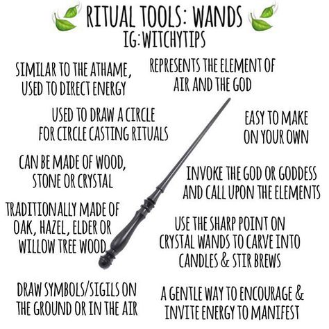 Tips for Witches Everywhere! ✨ on Instagram: “The wand is very similar to the athame, but is a more gentle and soft way to direct, encourage and invite energy to flow. It can come in…” Witchytips Instagram, Wood Artifacts, Herbal Mixtures, Wiccan Wands, Crystal Wands, Witch Tools, Witchy Tips, Witch Wand, Spell Work