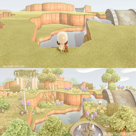 Instagram Transition, Acnh Cottagecore, Town Ideas, Happy Home Designer, Animal Crossing Wild World, Animal Crossing Villagers, Stone Bridge, New Animal Crossing, Island Ideas