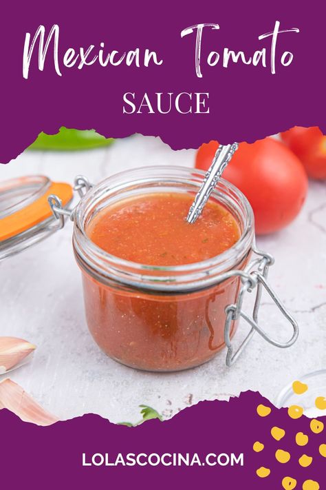 Mexican tomato sauce (salsa casera de tomate) is made with tomatoes, onion, garlic, and salt. It’s a versatile sauce used to make Mexican red rice, soups, and stews. Spanish Tomato Sauce, Mexican Red Sauce For Tacos, Mexican Tomato Sauce, Albondigas Soup Recipe Mexican, Mexican Red Rice, Rice Soups, Albondigas Soup Recipe, Tomatoe Sauce, Albondigas Soup