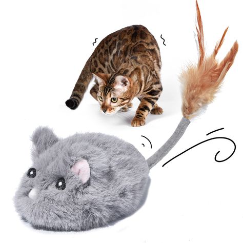 Pawthquake Interactive Cat Mouse Toy,Automatic Robotic Mice Toy with Feather Wand,Electronic Electric Ball Toy for Indoor Cat Feather Wand, Cat Toy Mouse, Rat Toys, Robot Cat, Cat Run, Mouse Toy, Kitten Toys, Indoor Cats, Interactive Cat Toys