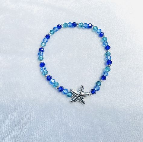 Ocean blues starfish bracelet Ocean Bracelet, Ankle Bracelets Diy, Nautical Bracelet, Starfish Bracelet, Silver Bags, Beads Bracelet Design, Charm Gift, Blue Bracelet, Ankle Bracelets