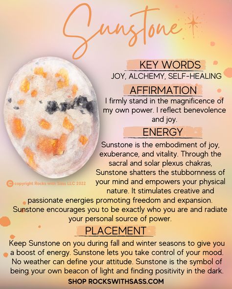 Sun Stone Crystal Meaning, Sunstone Crystal Affirmation, Crystal For Good Health, Sun Stone Meaning, Alabaster Stone Meaning, Sunstone Affirmations, Sunstone Crystal Meaning, Healing Stones And Crystals Meanings, Sun Stone Crystal