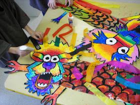 Multi Cultural Art, January Art, Chinese Dragons, New Year Art, 5th Grade Art, Elementary Art Projects, Middle School Art, Year Of The Dragon, Art Lesson