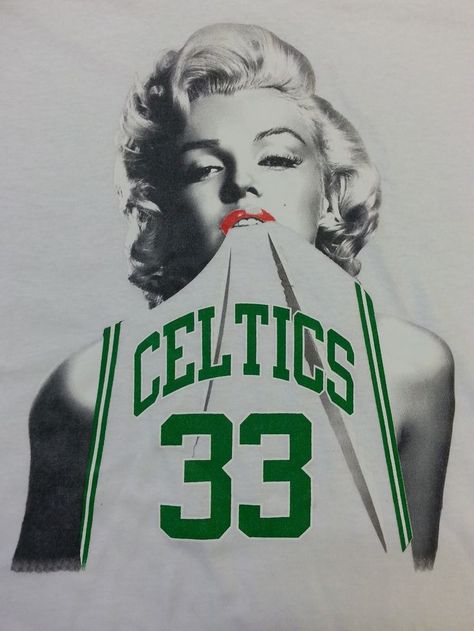 New Marilyn Monroe wearing a Larry Bird Celtics jersey adult men's ... Celtics Jersey, Images Pop Art, Celtics Basketball, Basketball Baby, Modern Graphic Art, Nba Art, Creative Shoes, Basketball Is Life, Basketball Funny