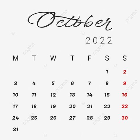 October 2022 Calendar, Calendar October, Calendar Png, Calendar Background, Calendar Vector, October Calendar, Romantic Background, Calendar 2022, 2022 Calendar