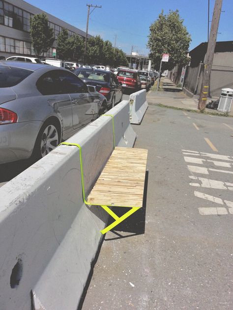 Jersey Barrier, Urban Furniture Design, Urban Intervention, Public Space Design, Public Seating, Wall Seating, Urban Furniture, Bench Designs, Street Furniture