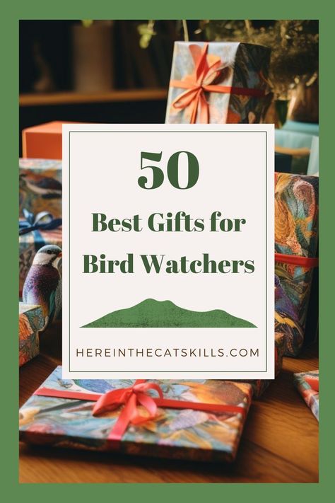 Gifts with bird-themed wrapping paper for birders with text reading: "50 Best Gifts for Bird Watchers" Gifts For Birders, Bird Feeder Gift Basket Ideas, Bird Lovers Gift Ideas, Birding Tips, Bird Feeder Gift, Gifts For Bird Lovers, Best Bird Feeders, Bird Watching Gifts, Gift Baskets For Him