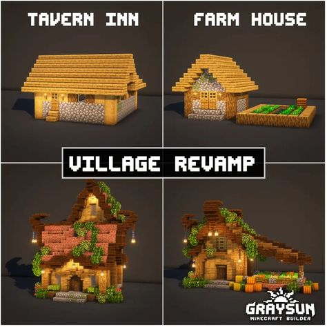 Minecraft Plains Village, Minecraft Farm House, Minecraft Structures, Bangunan Minecraft, Minecraft Farm, Minecraft Cottage, Easy Minecraft Houses, Minecraft House Tutorials, Minecraft Castle