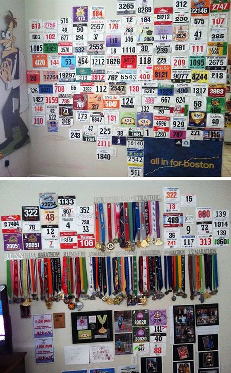 Running Bib Display, Motivation For Future, Cross Country Running Training, Race Bib Display, Marathon Medal Display, Running Bibs, Running Room, Running Goals, Running Medals