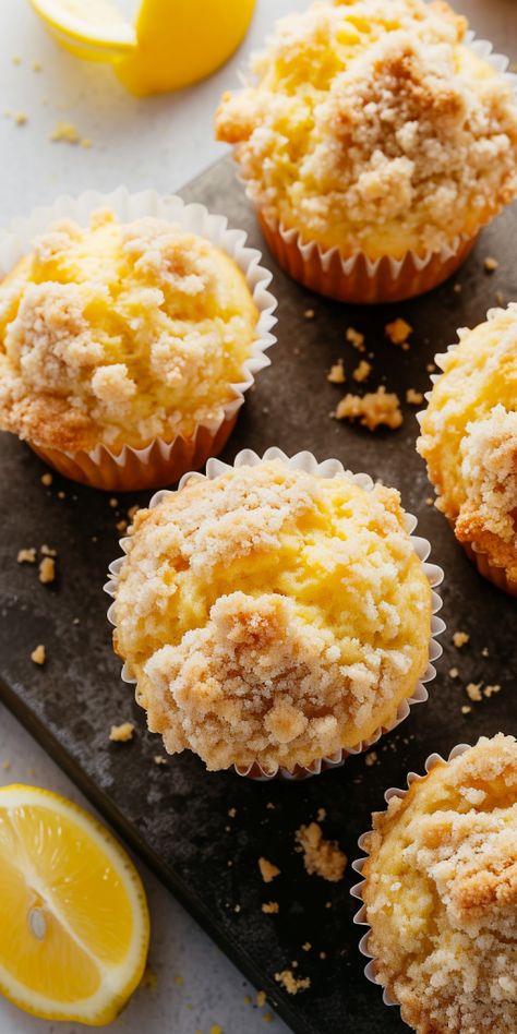 Lemon Crumb Muffins, Muffin Flavors, Crumb Muffins, Cozy Breakfast, Summer Baking, Lemon Muffins, Lemon Glaze, Sweet Lemon, Crumb Topping