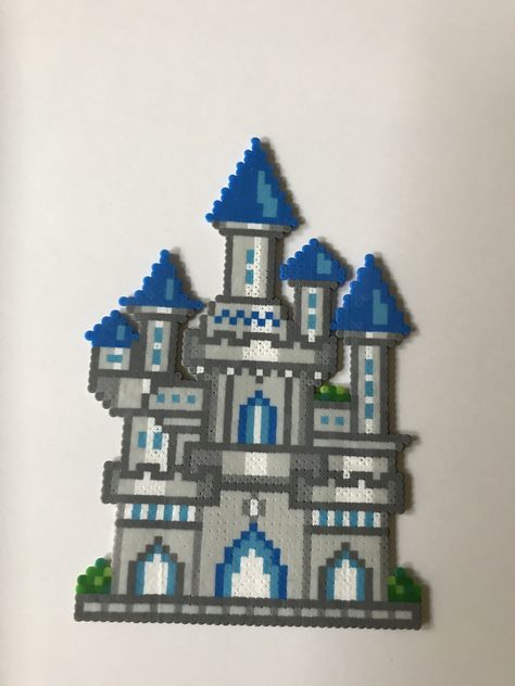 Princess Castle design Artkal 2.6mm hard beads By: Olivia Sahagun Photography Melted Bead Crafts, Hama Beads Disney, Mini Hama Beads, 3d Perler Bead, Diy Perler Bead Crafts, Perler Crafts, Diy Perler Beads, Melting Beads, Princess Castle