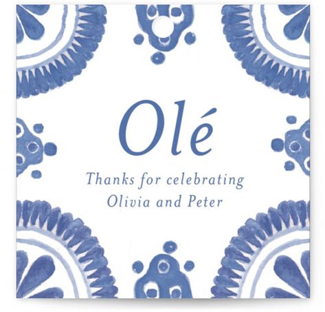 Ole! Elevate your fiesta with this elegant, Talavera tile inspired invitation. Salud! Blue Rehearsal Dinner, Talavera Wedding, Rehearsal Dinner Favors, Wedding Favor Labels, Talavera Tile, Bridal Shower Favor, Talavera Tiles, Favor Labels, Brunch Wedding