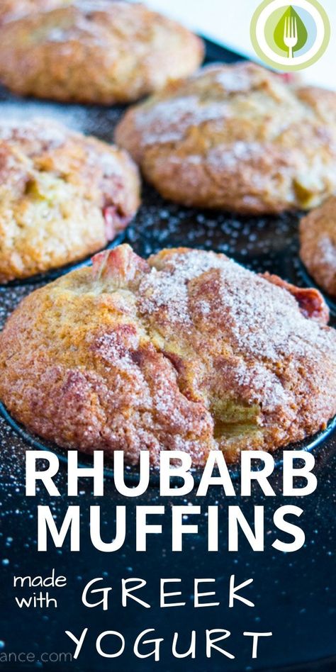 Muffins With Greek Yogurt, Recipes Rhubarb, Recipes Muffins, Fresh Rhubarb, Rhubarb Muffins, Rhubarb Desserts, Rhubarb Cake, Dessert Aux Fruits, Rhubarb Recipes