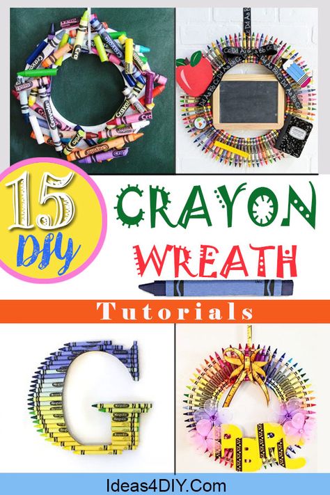 Teacher Crayon Wreath, Classroom Wreath, Crayon Wreath, School Wreaths, Teacher Wreaths, Classroom Diy, Diy Crayons, Teachers Diy, Future Teacher