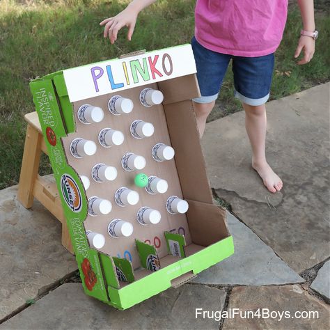 Plinko Carnival Game, Carnival School Games, Funfair Games Ideas, Make Your Own Carnival Games, Scout Carnival Games, Cardboard Arcade Games Ideas, Carnival Games Preschool, Inside Carnival Games, Simple Halloween Carnival Games