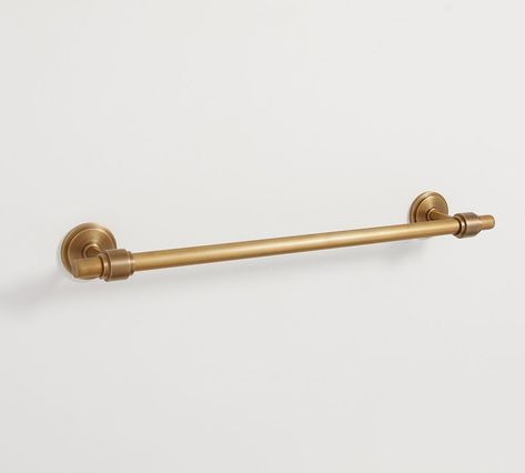 antique brass bathroom hardware | Pottery Barn Brass Bathroom Hardware, Antique Brass Bathroom, Bungalow Renovation, Construction Crafts, Brass Bathroom, Bath Hardware, Pottery Barn Teen, Bathroom Hardware, Towel Bar