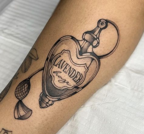 Vintage Perfume Bottle Tattoo, Glass Bottle Tattoo, Love Potion Tattoo, Perfume Tattoo, Potion Bottle Tattoo, Tattoo Perfume, Perfume Bottle Tattoo, Potion Tattoo, Inspo Tattoo