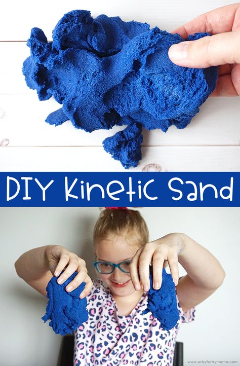 DIY Kinetic Sand | artsy-fartsy mama Diy Kinetic Sand, Sands Recipe, Knitting Blanket, Diy Posts, Kinetic Sand, Kids Discover, Toddler Fun, Fun Crafts For Kids, Blanket Scarf