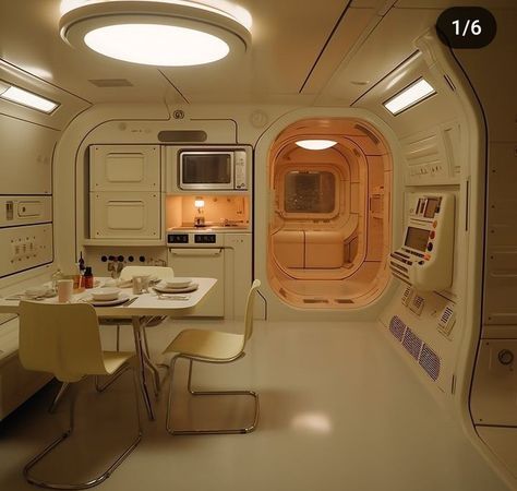 Bedroom Cyberpunk, Space Apocalypse, Retro Futurism Interior, Spaceship Aesthetic, Sci Fi House, Futuristic Interior Design, Scifi Interior, Spaceship Interior, Retro Interior Design