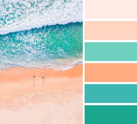 Peach and green color palette | Peach and teal color scheme ,summer color palette - Find beautiful and inspiring color palettes , blue color palette, navy blue ,green ,mint emerald etc. for your home decor or wedding color theme, these 1000s color palette you've never seen it before... Mint Color Palettes, Teal Color Palette, Teal Color Schemes, Teal Green Color, Color Schemes Colour Palettes, Green Color Schemes, Summer Color Palette, Living Room Color Schemes, Grey Color Scheme