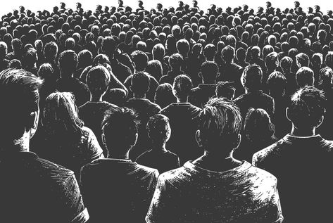 crowd audience with engraving style black color only Crowd Looking Up, Crowd Drawing Reference, Crowds Illustration, Audience Aesthetic, Audience Crowd, Crowd Aesthetic, Crowd Art, City Crowd, Crowd Drawing