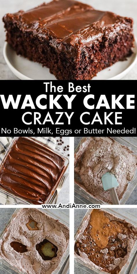 Easy Cake For Cake Walk, Wacky Cake Cupcakes, Poor Man's Cake Recipe, Crazy Wacky Cake Recipes, Whacky Cake Chocolate, Easy Cake Walk Cakes, Wicky Wacky Chocolate Cake, Banana Wacky Cake, Chocolate Vinegar Cake