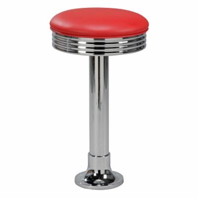 Regal Retro Cafe Bolt Down 26 in. Metal Counter Stool with Upholstered Seat | Hayneedle Metal Counter Stools, Steel Stool, Retro Cafe, Classic Bar, Retro Diner, Backless Bar Stools, Ice Cream Parlor, Wood Bar Stools, Furniture Catalog