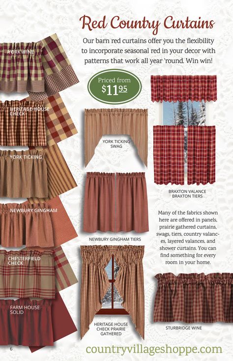 Cortinas Country, Country Kitchen Curtains, Primitive Curtains, Country Style Curtains, Primitive Living Room, Plaid Curtains, Primitive Homes, Decor Ikea, Farmhouse Curtains