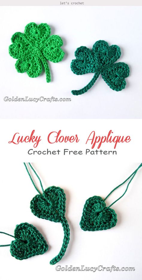 Crochet Shamrock, Crochet Flower Hat, Crochet Toys Free Patterns, Crochet Toys Free, Confection Au Crochet, Crochet Scarf Pattern Free, Crochet Leaves, Crochet Simple, Holiday Crochet