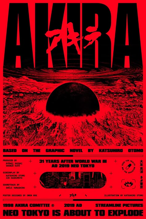 Coolest Posters, Akira Neo Tokyo, Poster Moodboard, Akira Poster, Draingang Aesthetic, Poster Grafico, Arte Pulp, Neo Tokyo, Desain Editorial