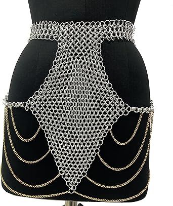 Butted Chainmail Skirt Unique Designer Butted Aluminium Skirt with Golden Chain Decoration Chain Mail Skirt, Chainmail Skirt, Designer Skirt, Ring Pattern, Diy Clothes Design, Golden Chain, Unique Dress, Chain Mail, Fashion Toys