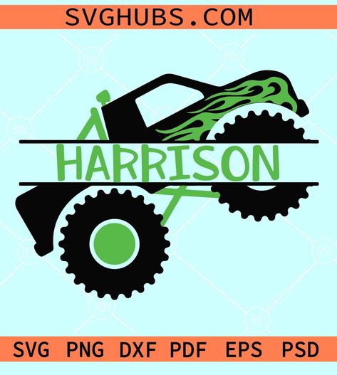 Monster Truck name frame SVG, truck split name frame svg, Monster Truck Svg, Kids Birthday Svg, Monster Truck svg Monster Truck Svg, Truck Yeah, Monster Truck Birthday, Name Frame, Svg Kids, Monster Jam, Birthday Svg, Monster Truck, 5th Birthday