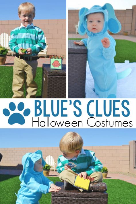 Costumes For Brothers, Brother And Sister Halloween Costumes, 3 Family Halloween Costumes, Halloween Costumes For Brothers, Brother Halloween Costumes, Blues Clues Costume, Brother Sister Halloween Costumes, Clue Costume, Sister Halloween Costumes