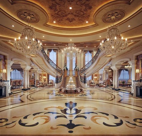 بيوت ملكية, Luxury Staircase, Luxury Mansions Interior, Interior Design Per La Casa, Marble Flooring, Mansion Interior, Mansions Luxury, Luxury Homes Interior, Salou