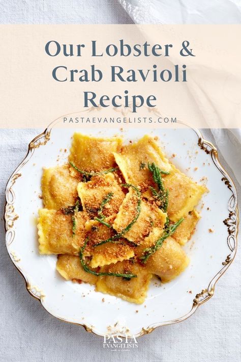 Crab Ravioli Recipe, Ravioli Dishes, Lobster Ravioli Recipe, Seafood Ravioli, Crab Ravioli, Pasta Ravioli, Italian Seafood, Sage Butter Sauce, Italian Seafood Recipes