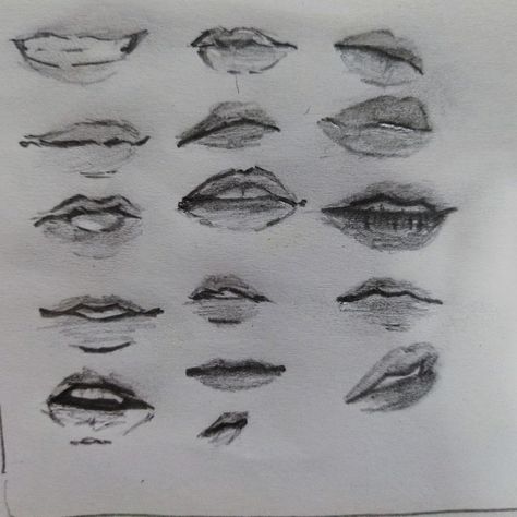 Smiling Lips Reference, Lip Styles Drawing, Smile Sketch Lips, Lips Smiling Drawing, How To Draw Lips Smiling, How To Draw A Smiling Mouth, Open Smile Drawing, Pout Face Drawing, Lips Drawing Smile