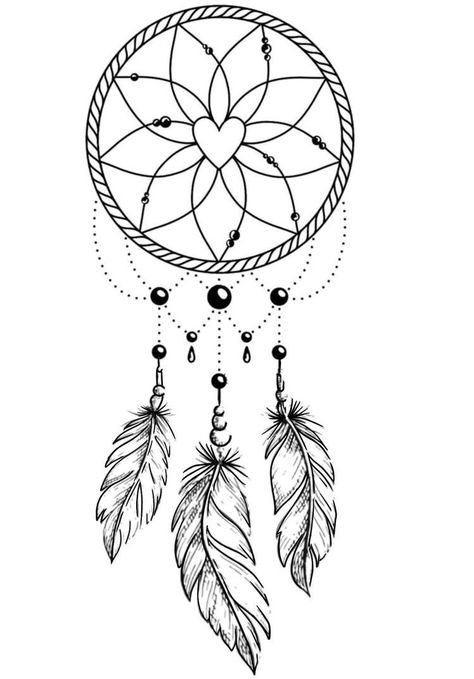 Mystic Doodles, Dreamcatcher Tattoo Designs For Women, Dream Catcher Outline, Small Dreamcatcher Tattoo, Atrapasueños Tattoo, Dream Catcher Coloring Pages, Dreamcatcher Drawing, Dream Catcher Drawing, Dream Catcher Tattoo Design