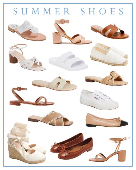 THE BEST SUMMER SHOES Old Money Wardrobe, Best Summer Shoes, Old Money Look, Style Capsule Wardrobe, Charlotte York, Style Capsule, Capsule Wardrobe Ideas, Simple Sandals, Shoe Wardrobe